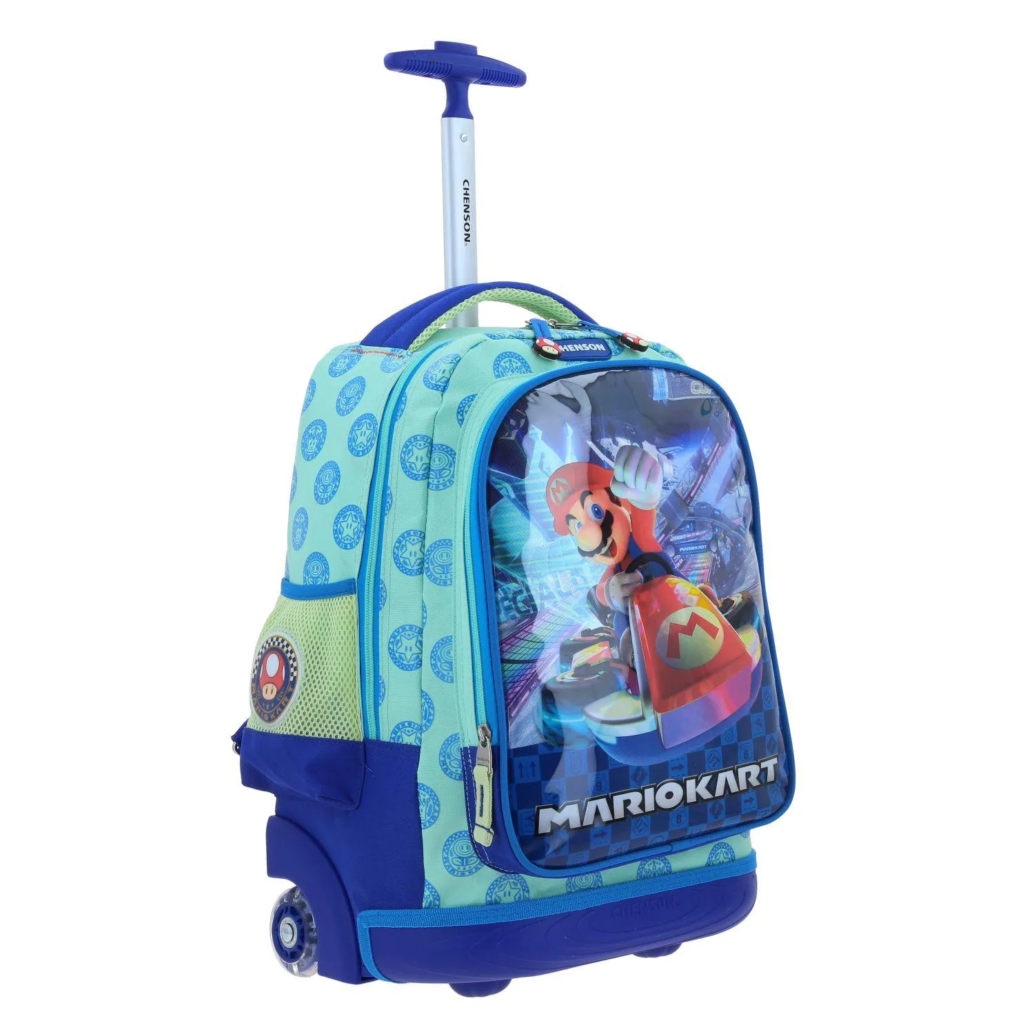 Mochila Con Ruedas Grande Para Nio Chenson Mario Bros Azul Peis
