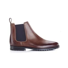 Patina Chocolate men's chelsea boots rubber outsole with separate heel - BENTFIELD GOMME