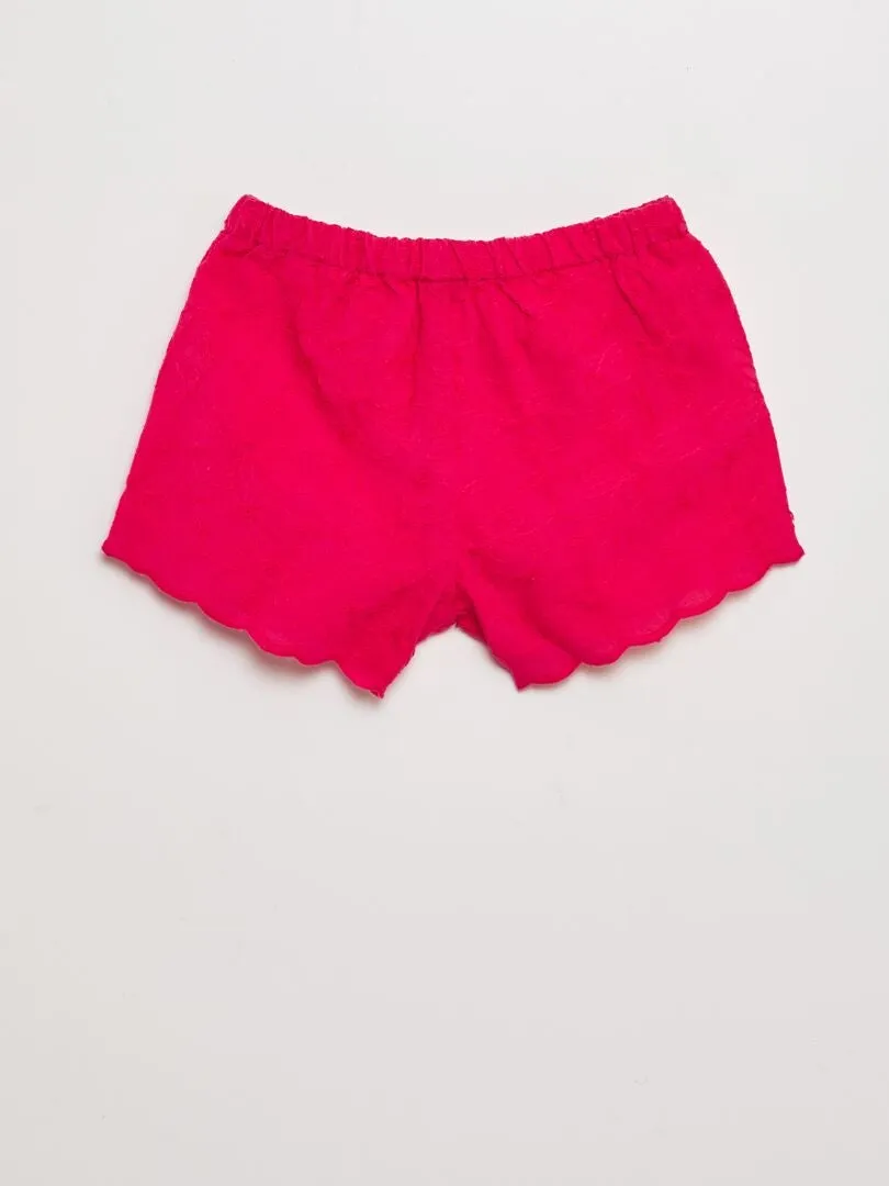 SHORT CON BORDADOS  ROSA