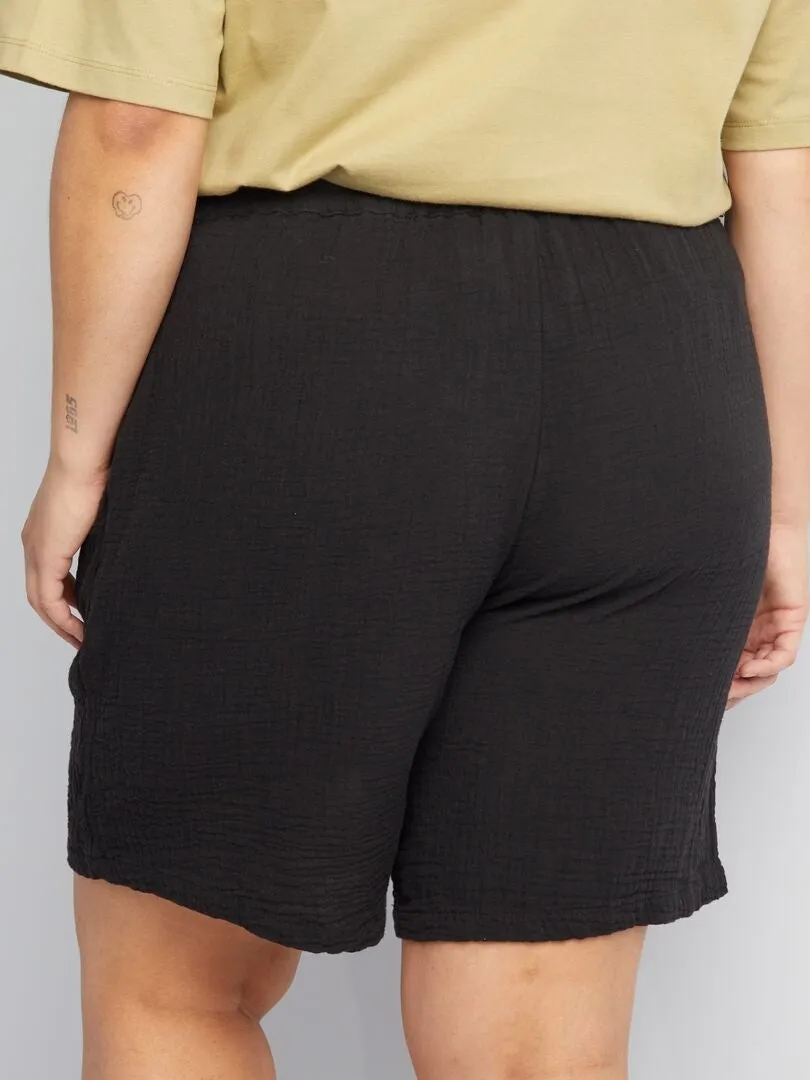 SHORT DE GASA DE ALGODóN 'ONLY CARMAKOMA'  NEGRO