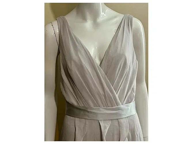 Vera Wang Vestido de noche gris pálido (casi blanco) de gasa 