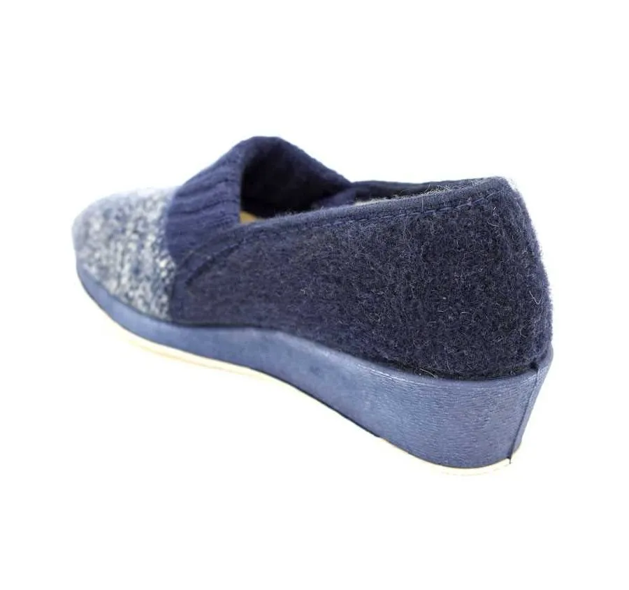 ZAPATILLA CASA CÓMODA PARA MUJER COPETE MOCASÍN SOCA MARINO FORRO LANA